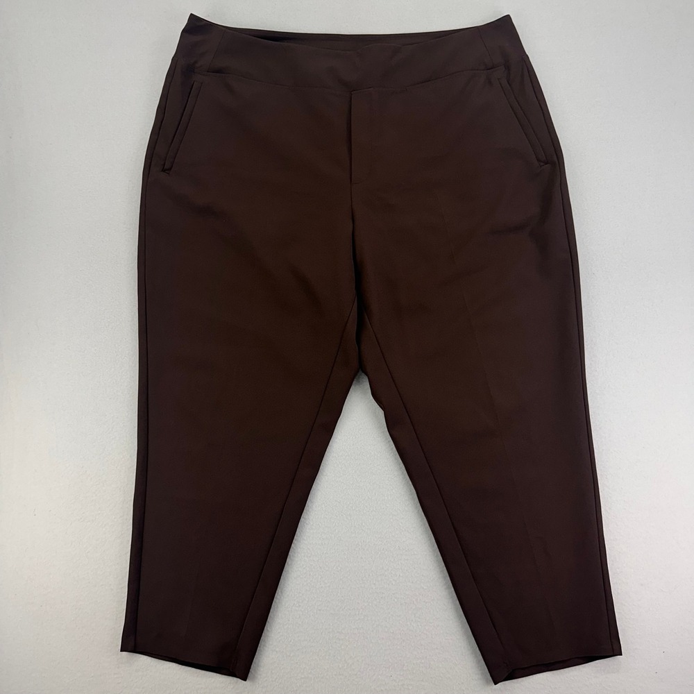 Athleta Endless‎ High Rise Pants Size 22 Brown Stretch Straight Tapered Career